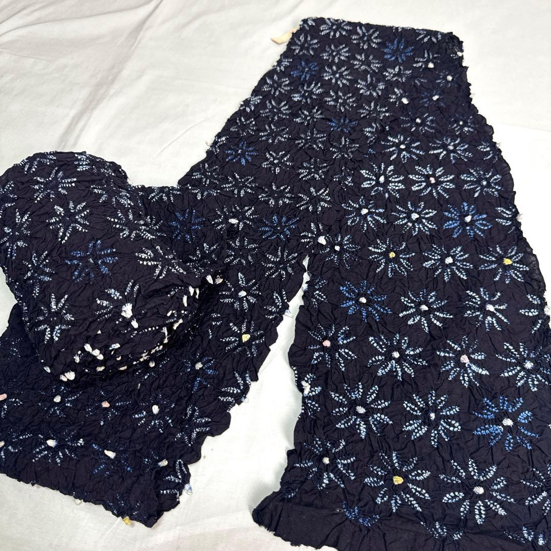 2898★かわいい花柄　絞り　浴衣反物★有松　鳴海★