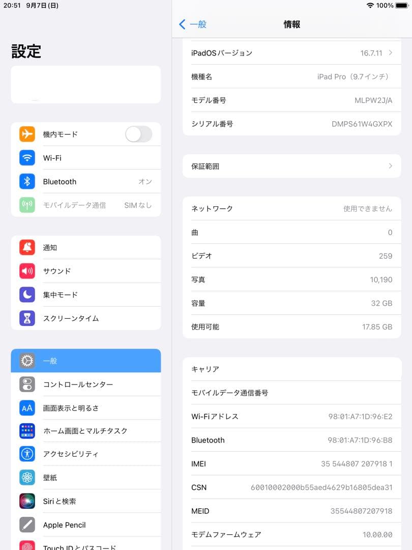 【美品】iPad Pro 32GB 9.7インチ セルラー