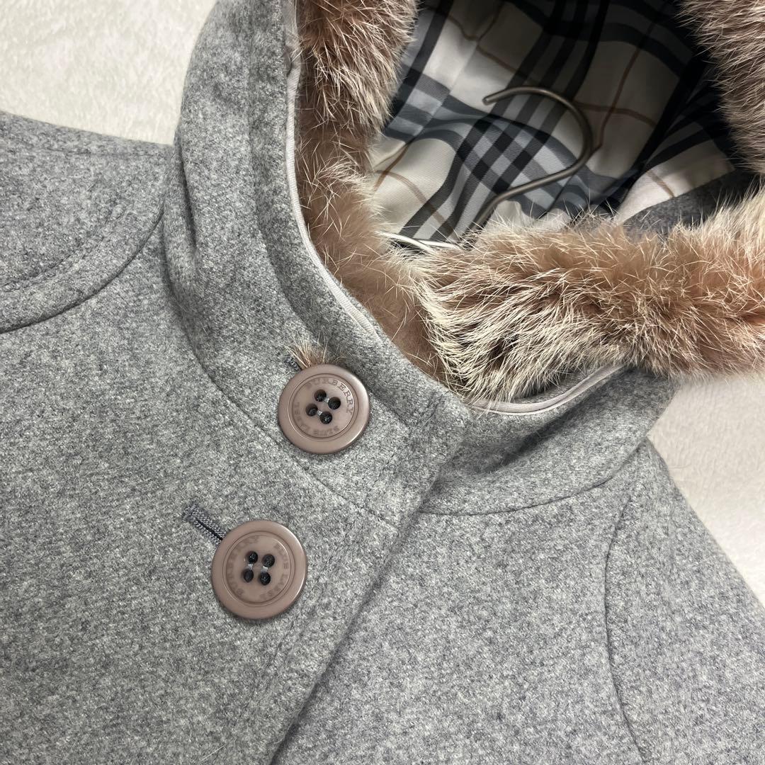 ●バーバリー ブルーレーベル アンゴラ　ウール カシミヤ ノバチェック コート