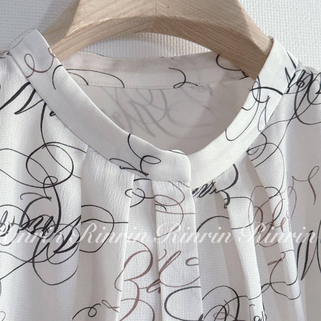 専用です。ANAYI カリグラフィープリントビジュータイ ブラウス 38