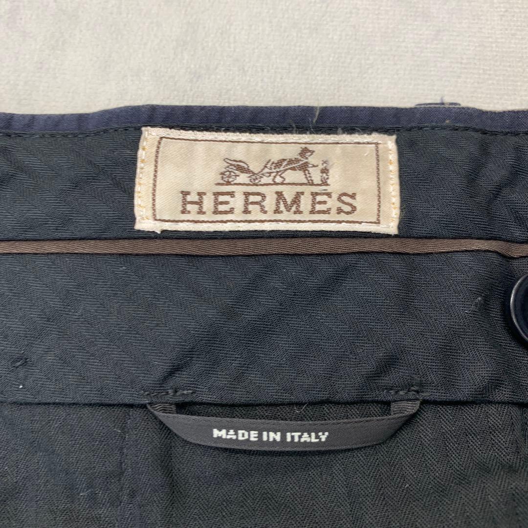 HERMES コットン ストライプ スーツ セットアップ ネイビー