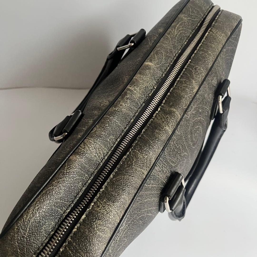 ETRO エトロ ハンドバッグ　ビジネスバッグ　PVC レザー　総柄　メンズ