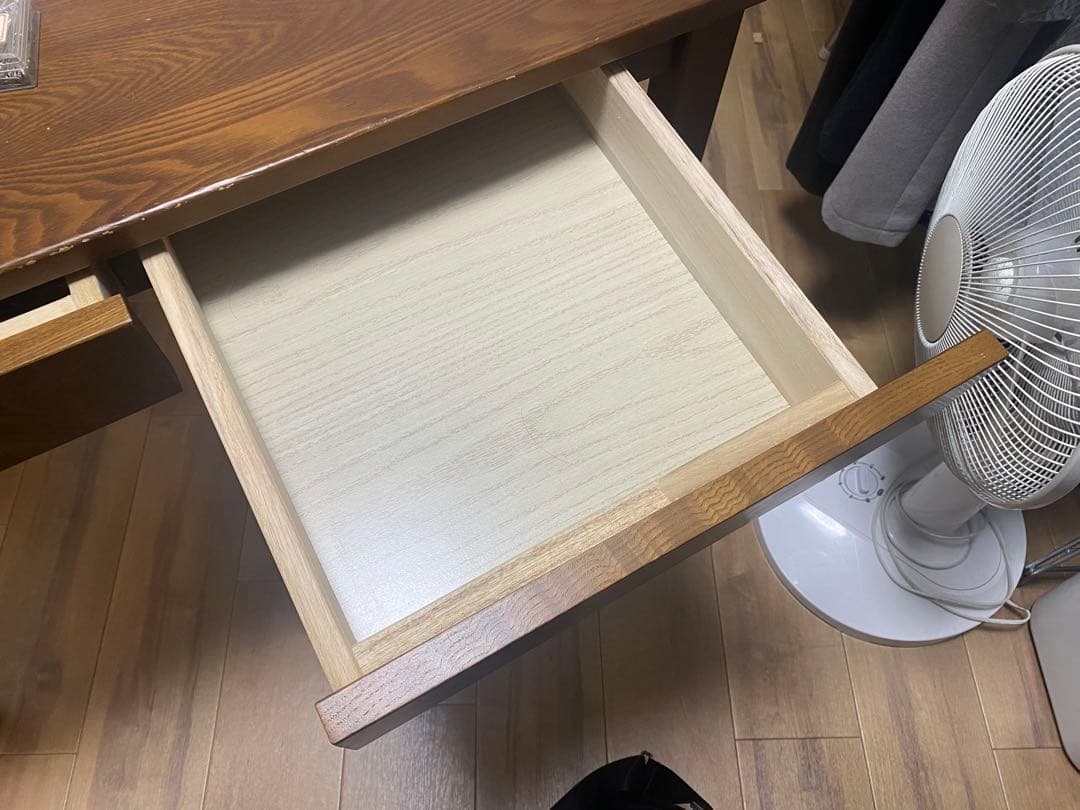 木製デスク ブラウン 2引き出し