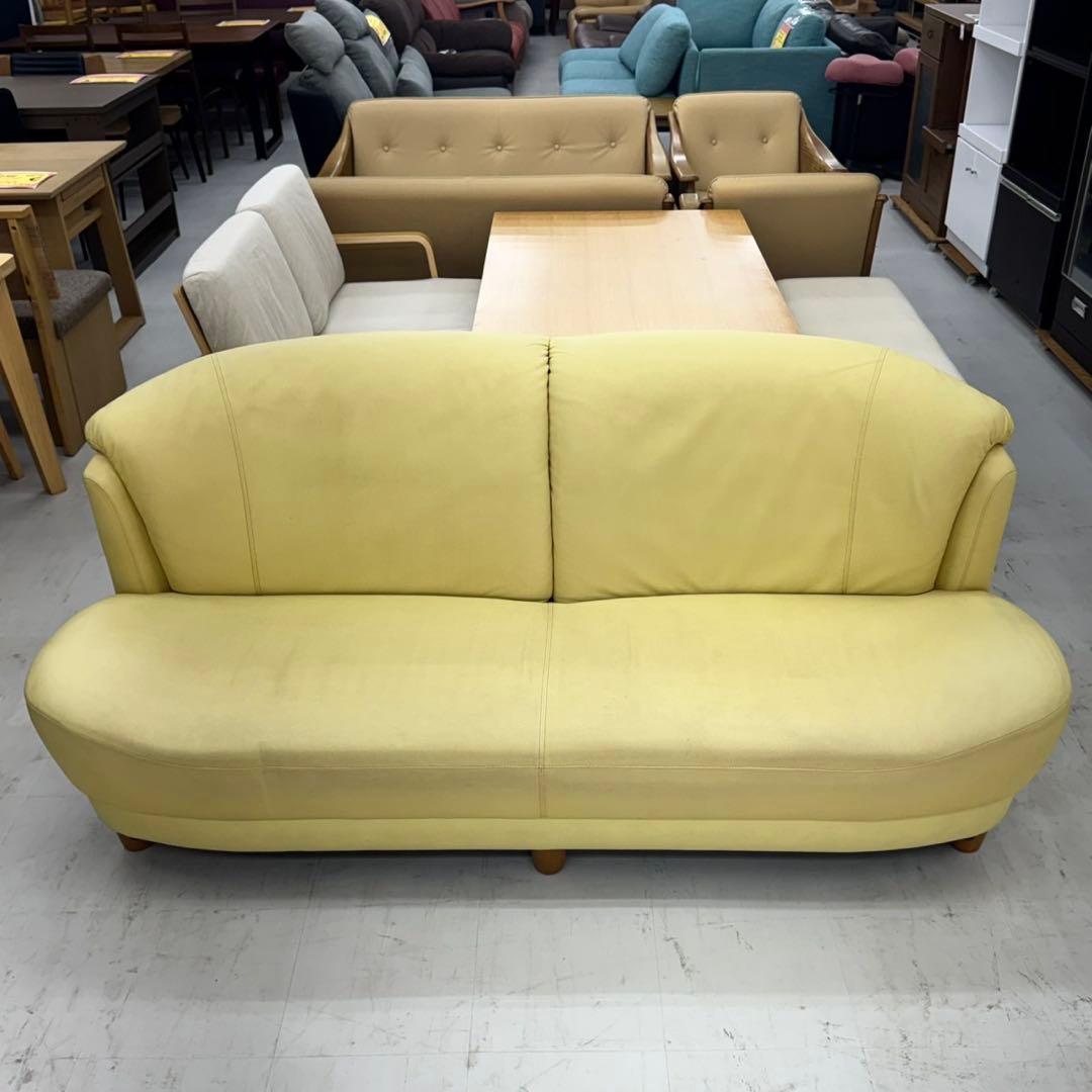 定価数十万♪ マルニ木工 180cm幅3人掛けソファ ソフトレザー製