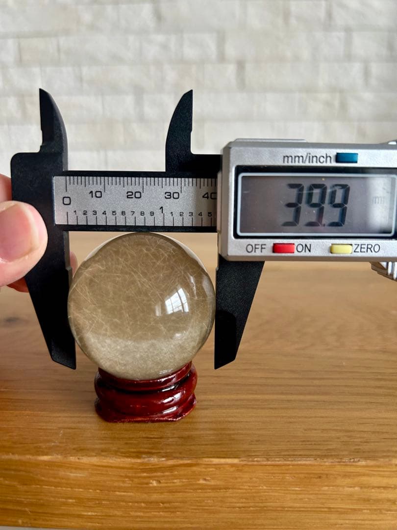 スモーキー　ルチルクォーツ　水晶　スフィア　39.9㎜