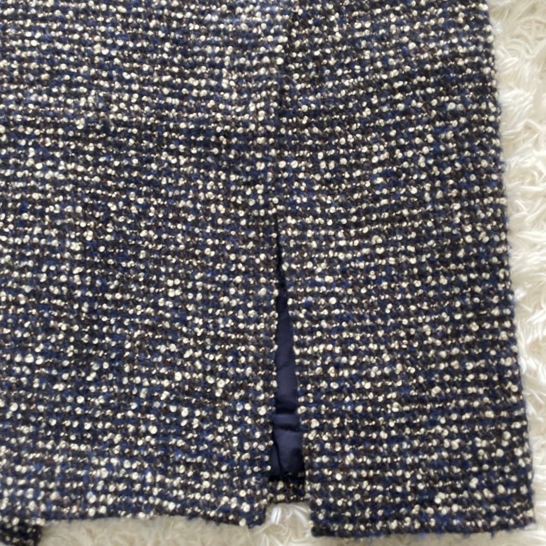 イレブンティ 伊製 ポロコート メランジ 起毛ブークレ　毛　総裏キルティング