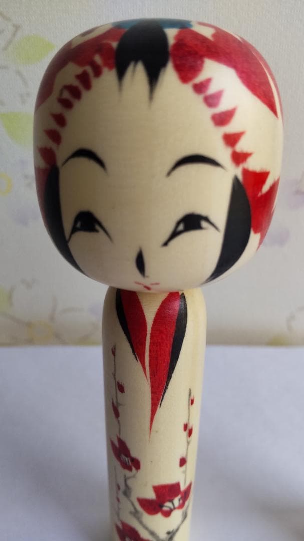 佐藤康弘インディゴこけし２体セット　高さ6.1ｃｍ 花柄 ストライプ