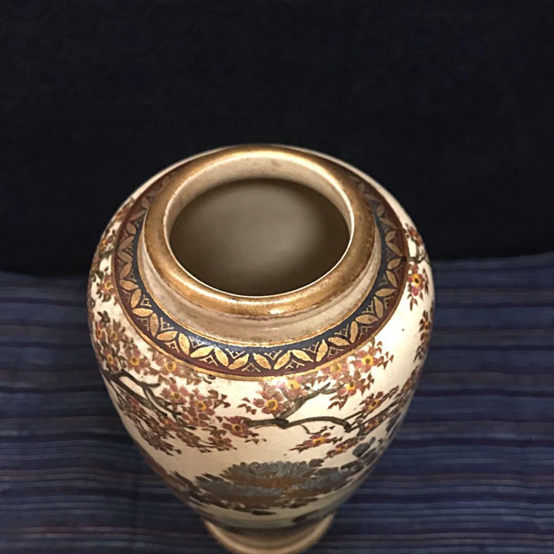 最上級 明治期薩摩 「鴨遊泳花鳥図花瓶」本物保証