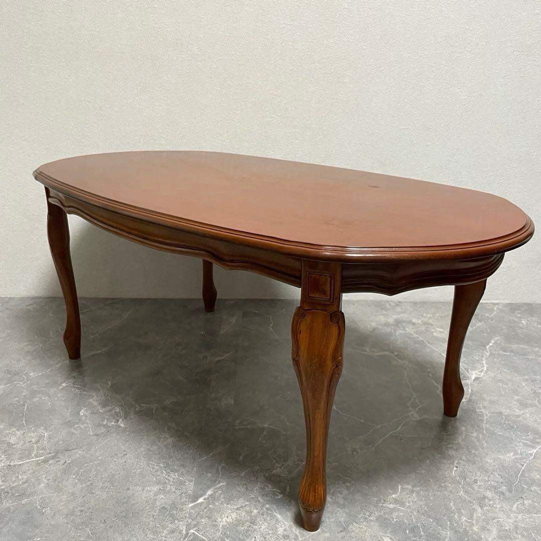 クラシカル　猫脚センターテーブル　 アンティークローテーブル オーバルテーブル