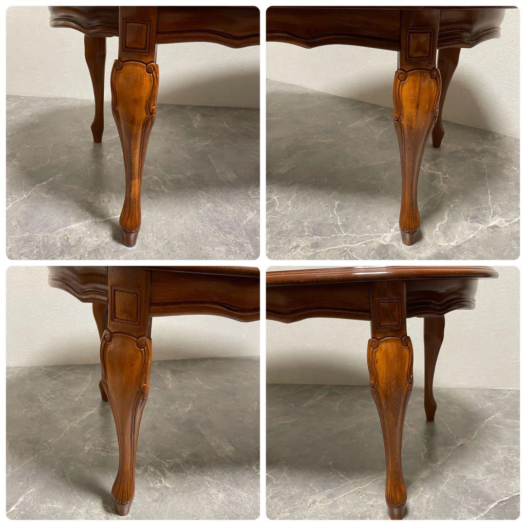 クラシカル　猫脚センターテーブル　 アンティークローテーブル オーバルテーブル