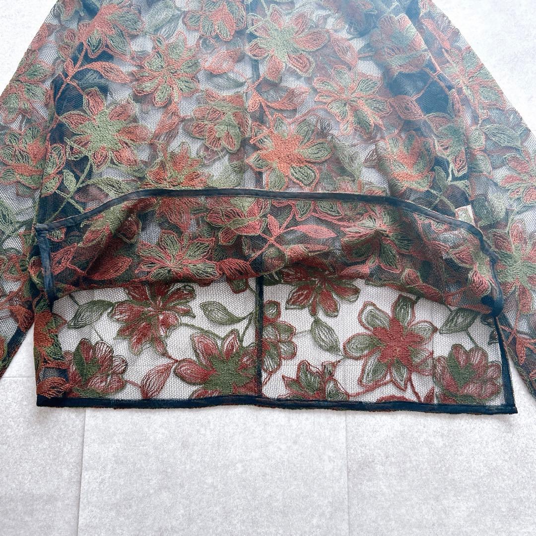 未使用級✨ FUMIE=TANAKA 刺繍 ブラウス レース チュール 花柄