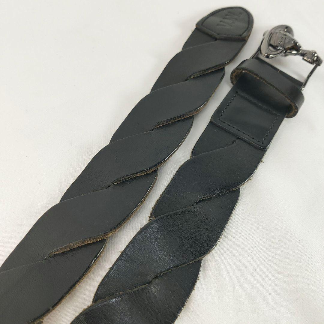 Vivienne Westwood ブラック レザー ベルト オーブバックル