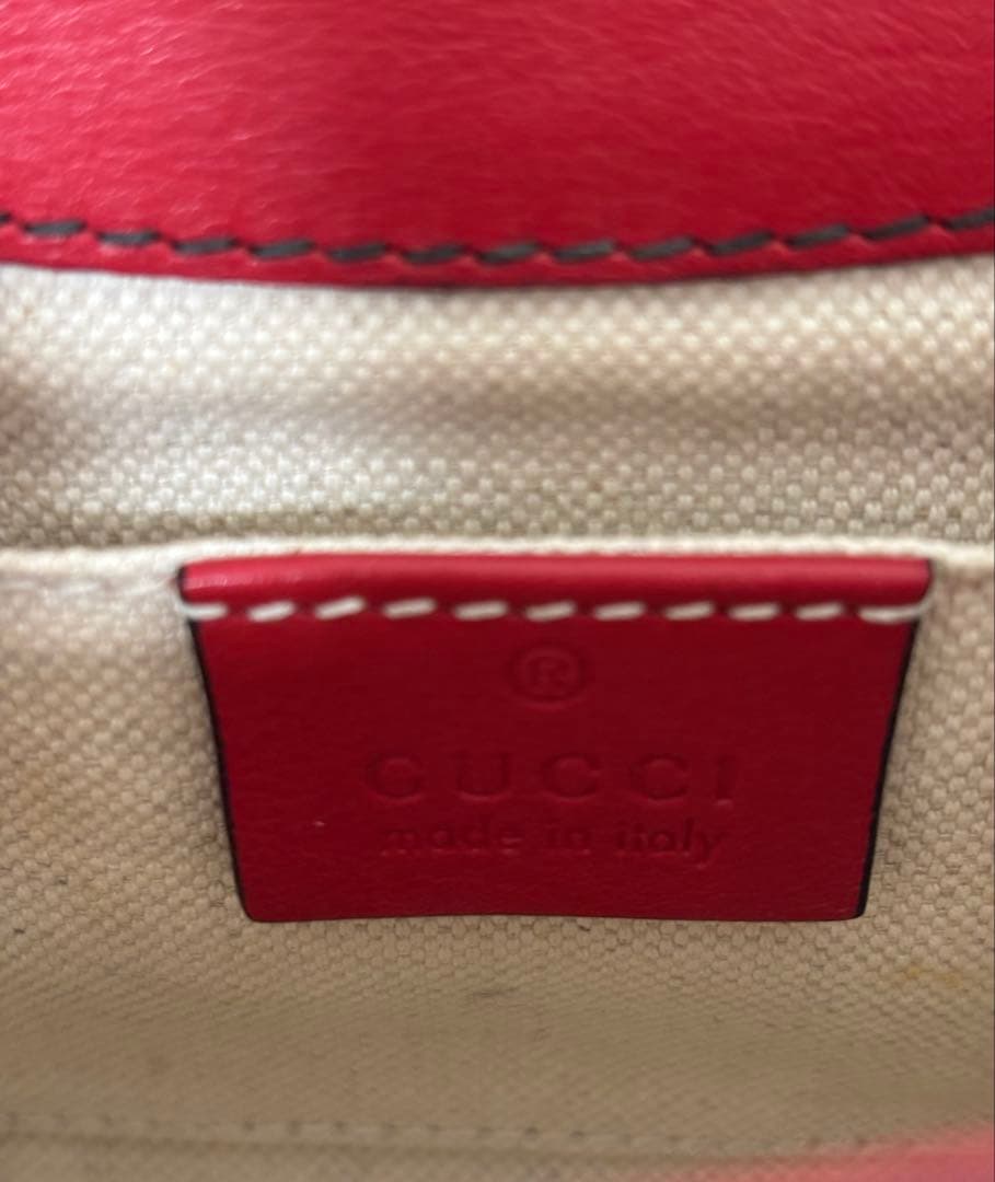 GUCCIグッチエミリー マイクロシマ GGシマ チェーンショルダーバッグレッド