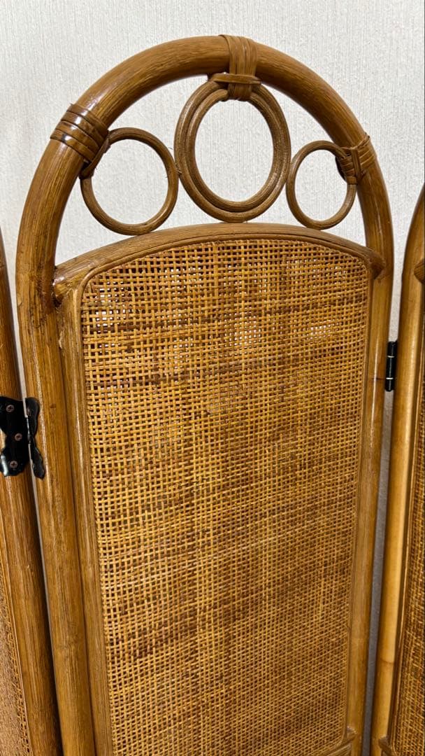 ラタン パーテーション 4連 衝立 目隠し 間仕切り 折りたたみ式 150cm