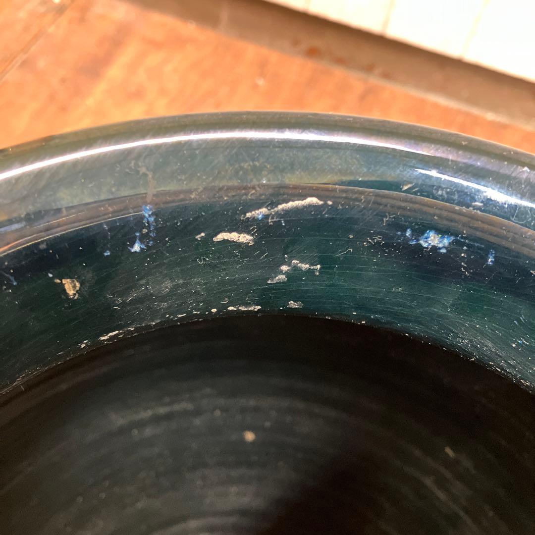 C-壁 壺 花瓶 大型鉢 イタリア製 釉薬 唐草模様 床置き ネイビー 陶器