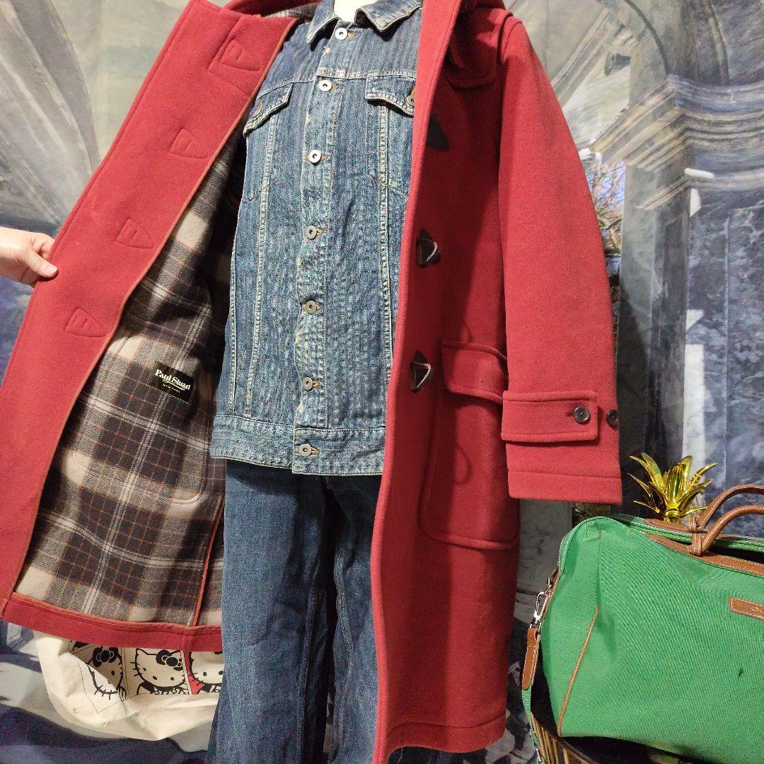 paul stuart　美品　 朱色ダッフルコート トグルボタン付き