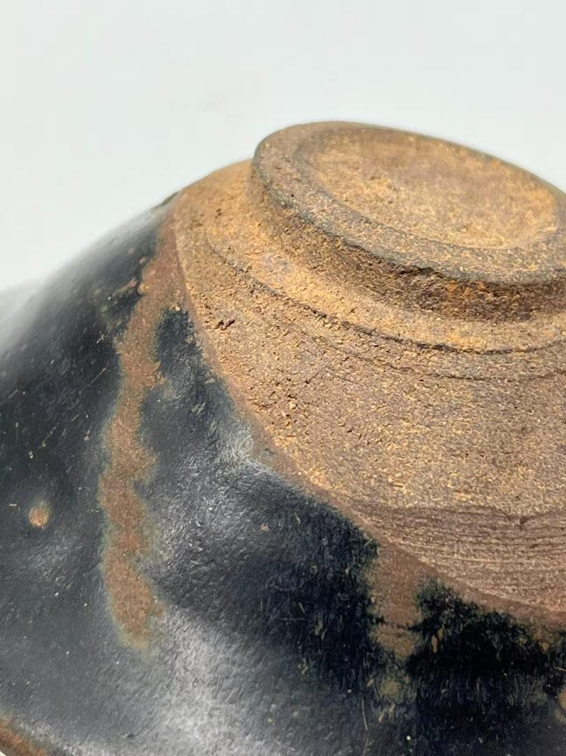 南宋から元時代　建窯黒釉斗笠天目茶碗 素麵茶碗　金口　高台(F-132)