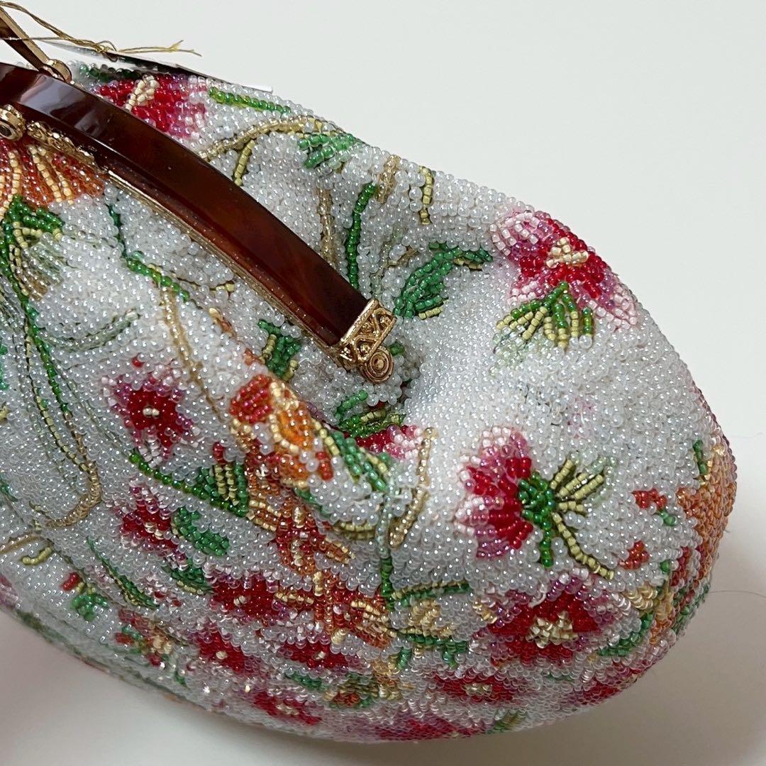 【未使用品】和装小物　和装用バッグ 総ビーズ刺繍 花柄