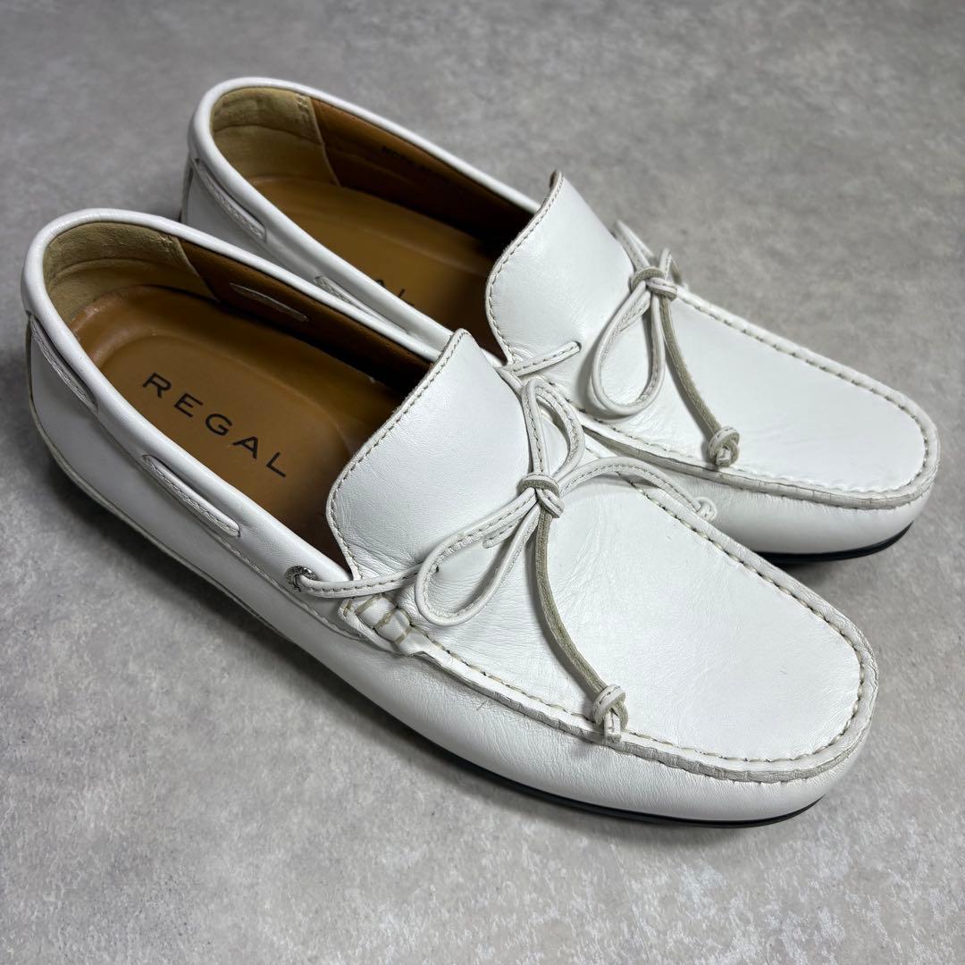 超美品 リーガル 55PR デッキ ドライビングシューズ ローファ 白　25cm