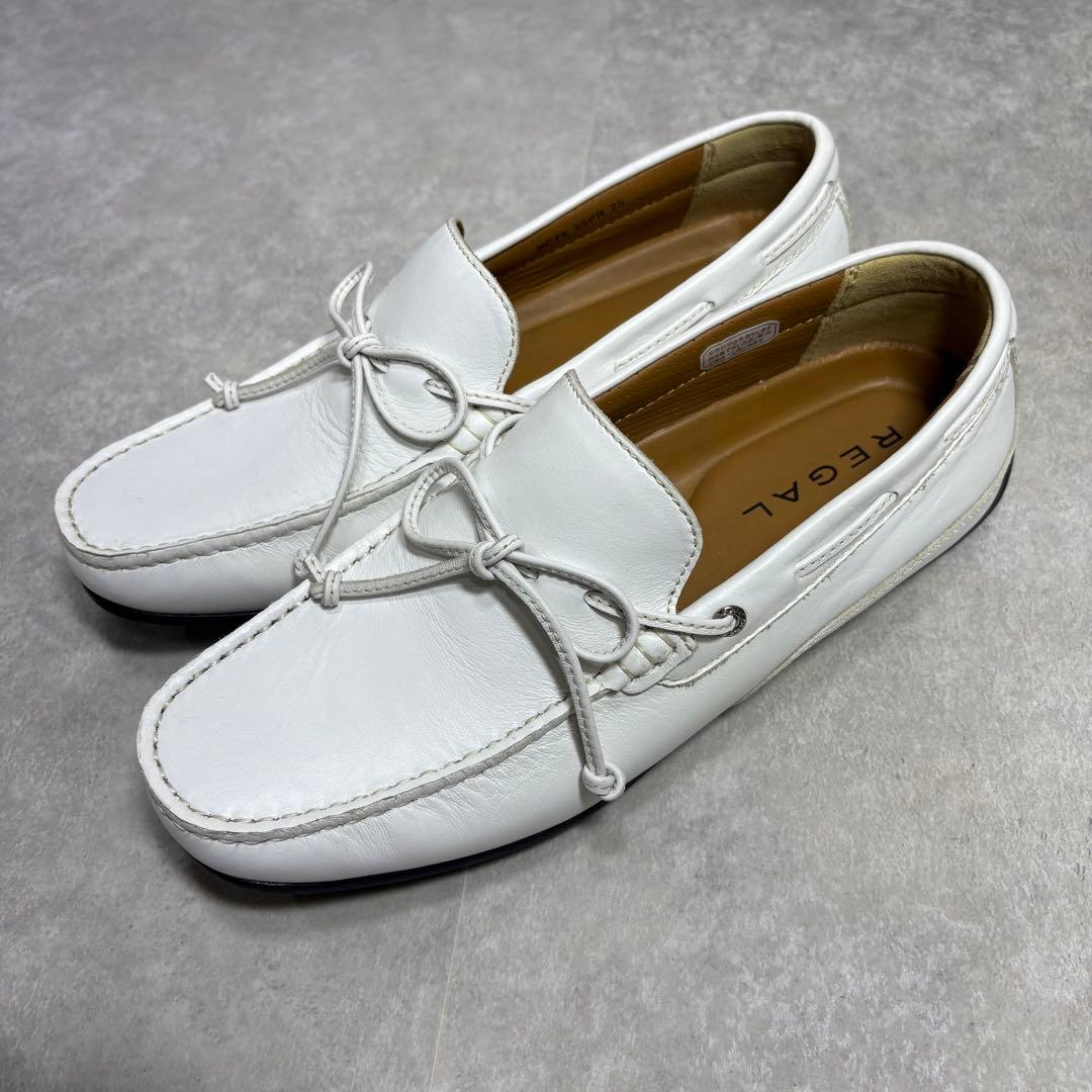 超美品 リーガル 55PR デッキ ドライビングシューズ ローファ 白　25cm