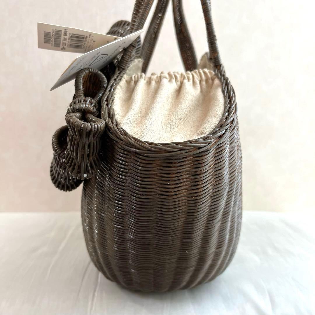 未使用保管品♡アナトリエ　籠バッグ　 ラタン かごバッグ リボンモチーフ グレー