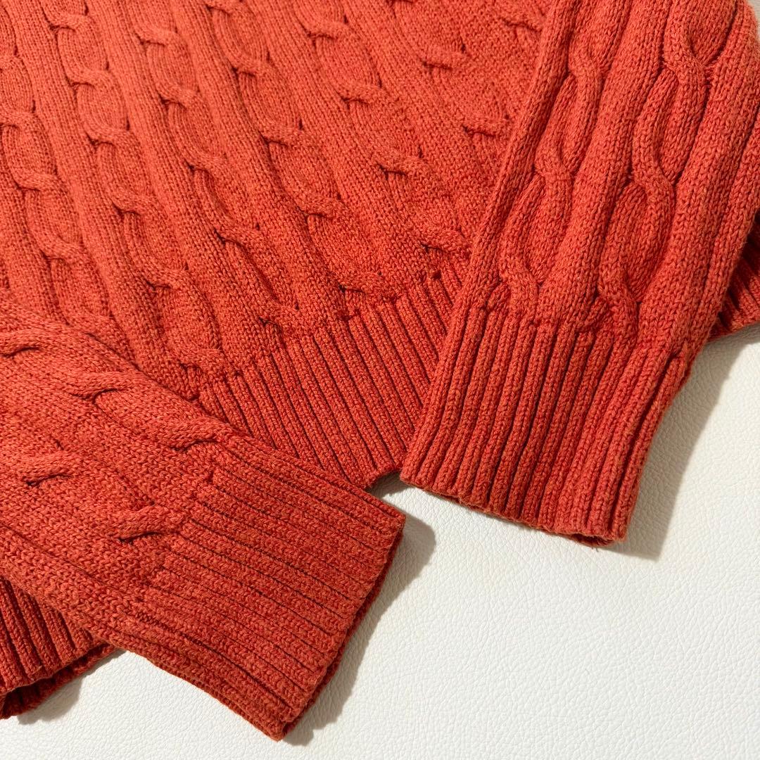 POLO RALPH LAUREN コットン ケーブルニット セーター オレンジ