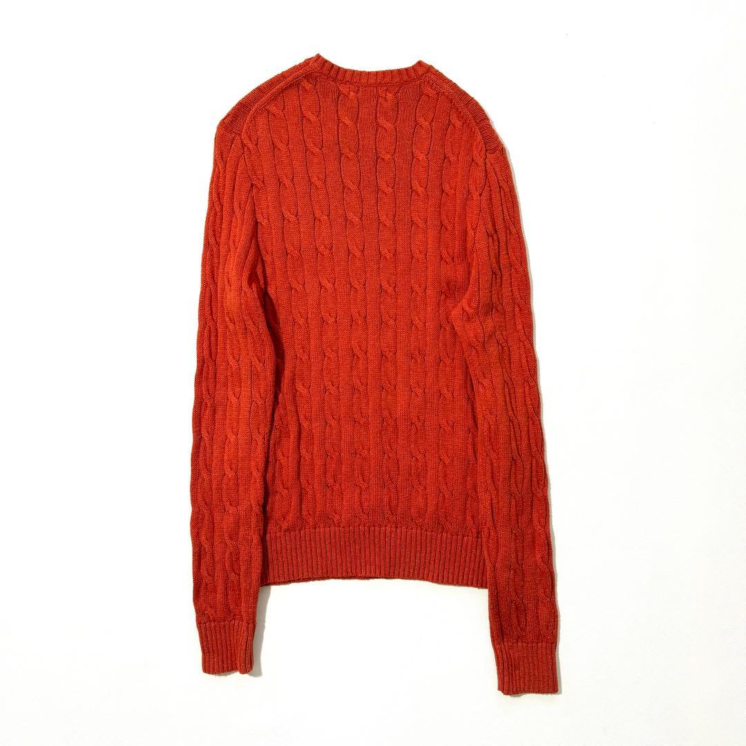 POLO RALPH LAUREN コットン ケーブルニット セーター オレンジ