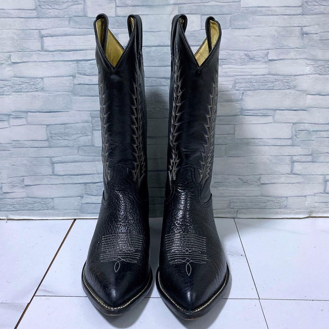名作 トニーラマ ウエスタンブーツ カウボーイ 26.5 本革 シボ ブラック