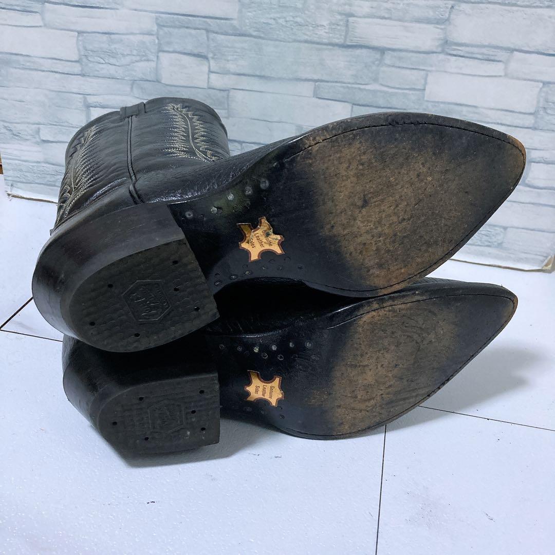 名作 トニーラマ ウエスタンブーツ カウボーイ 26.5 本革 シボ ブラック