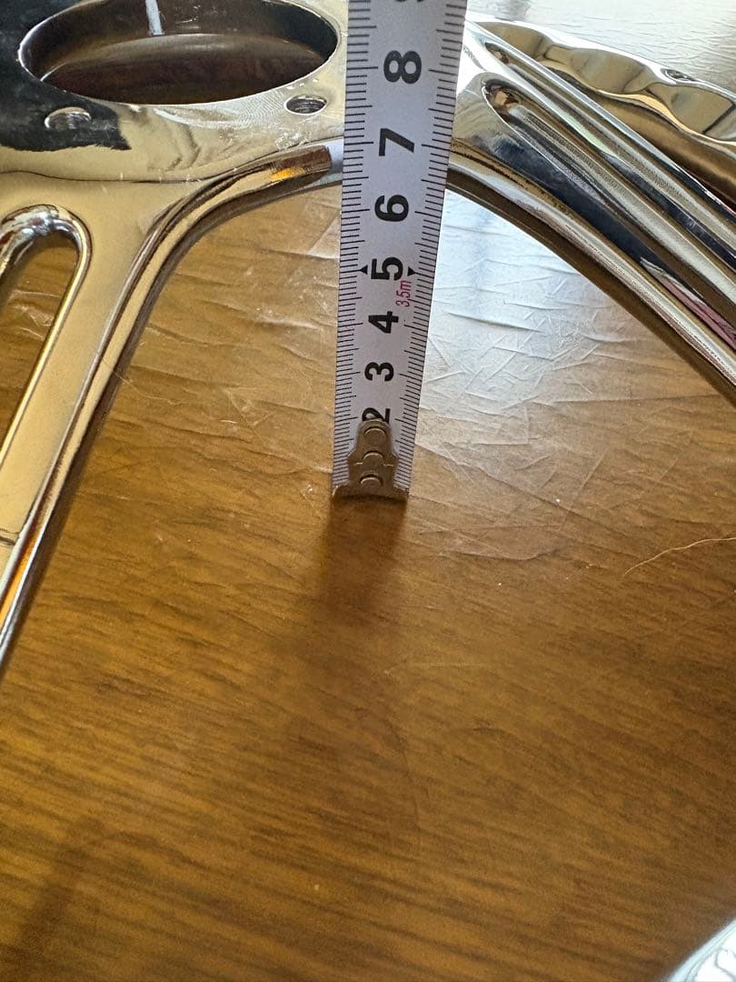 社外ステアリング　ビレットステアリング　ウッド　メッキ　35cm