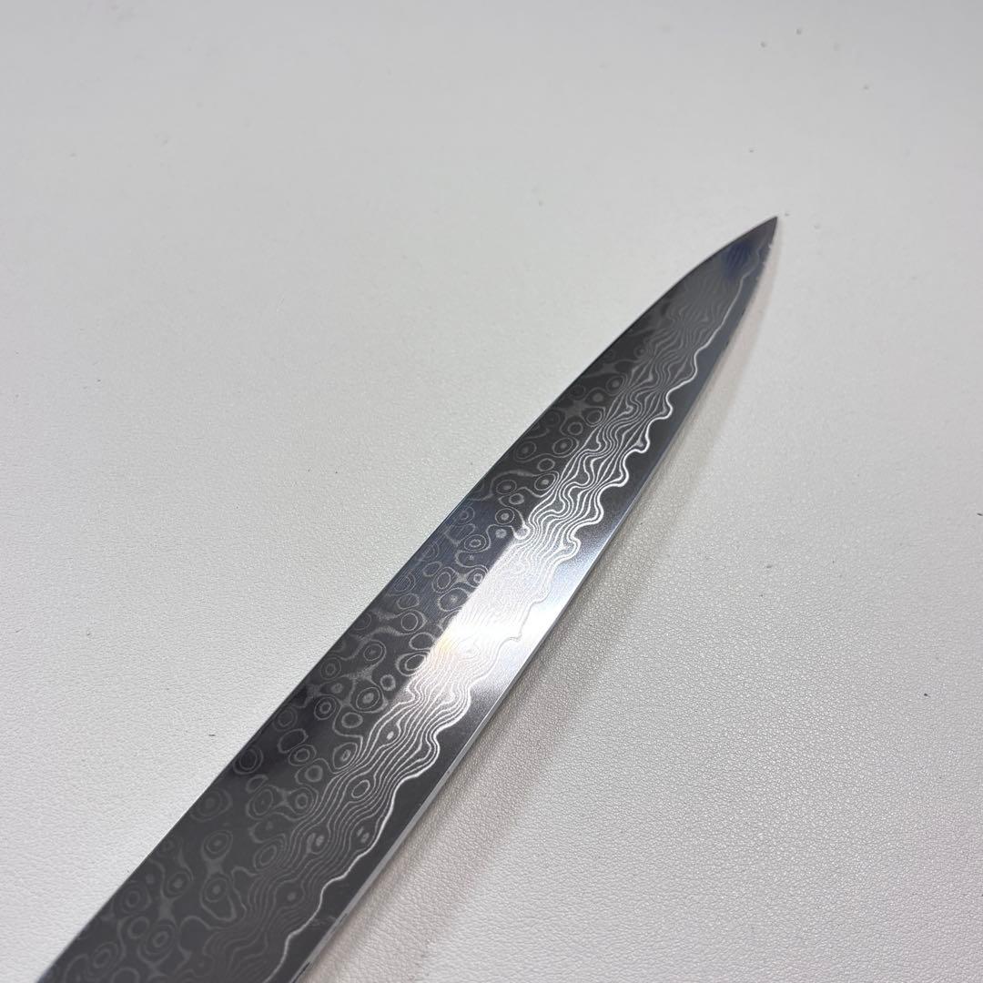 尺　300mm 墨流しダマスカス 柳刃包丁 黒檀本 牛八角柄　刺身包丁 和包丁︑