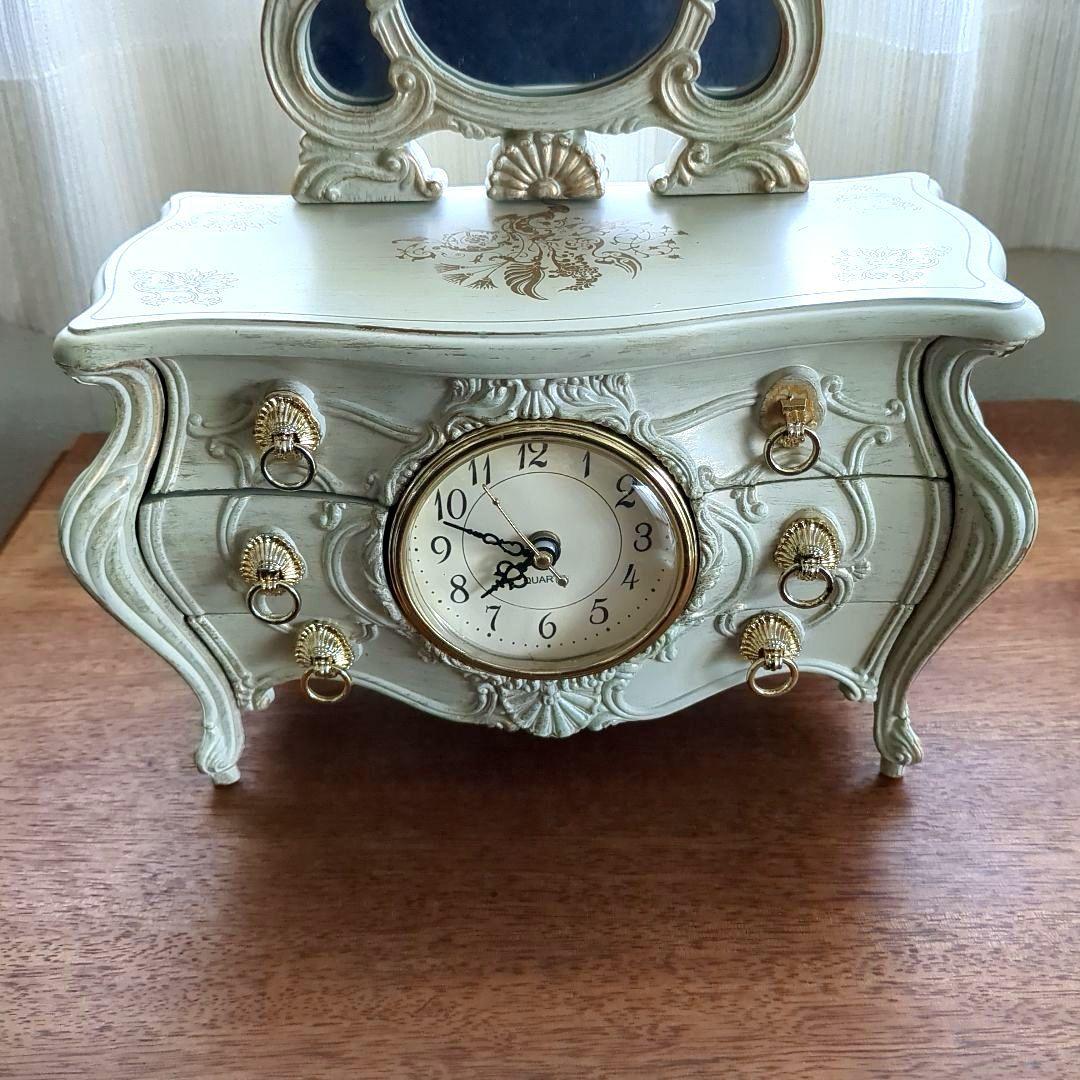 ミニドレッサー ジュエリーボックス クラシックアンティーク 時計 ミラー