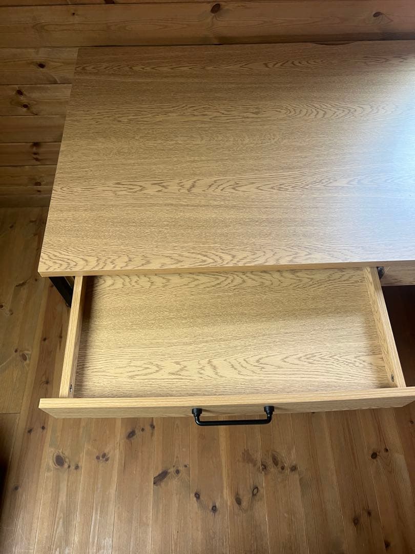 【美品LOWYA】ナチュラルカラーデスク キャスター付きキャビネットセット