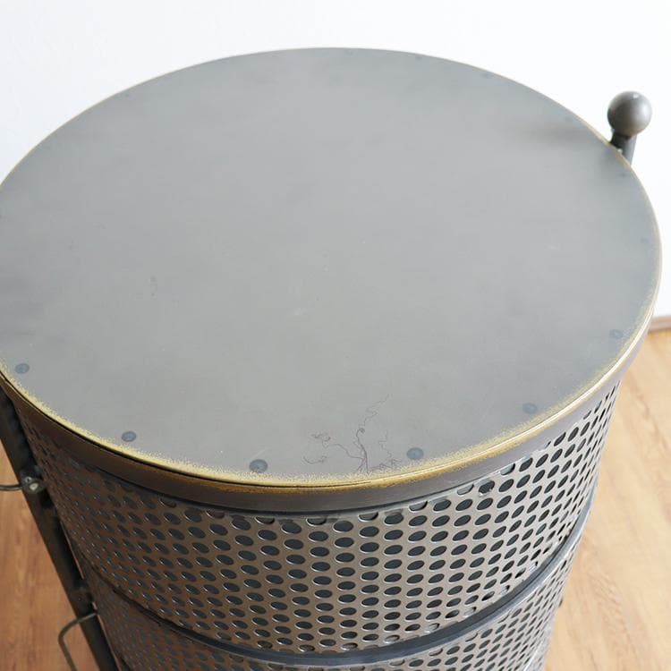 ワゴン キャスター付き 丸 円形 3段 収納 インダストリアル