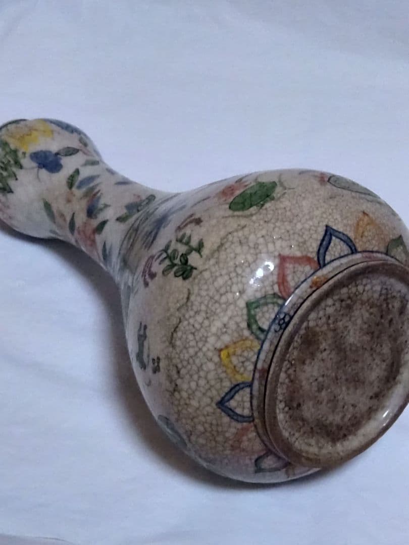 中国美術　骨董　五彩花鳥図　万暦　花瓶