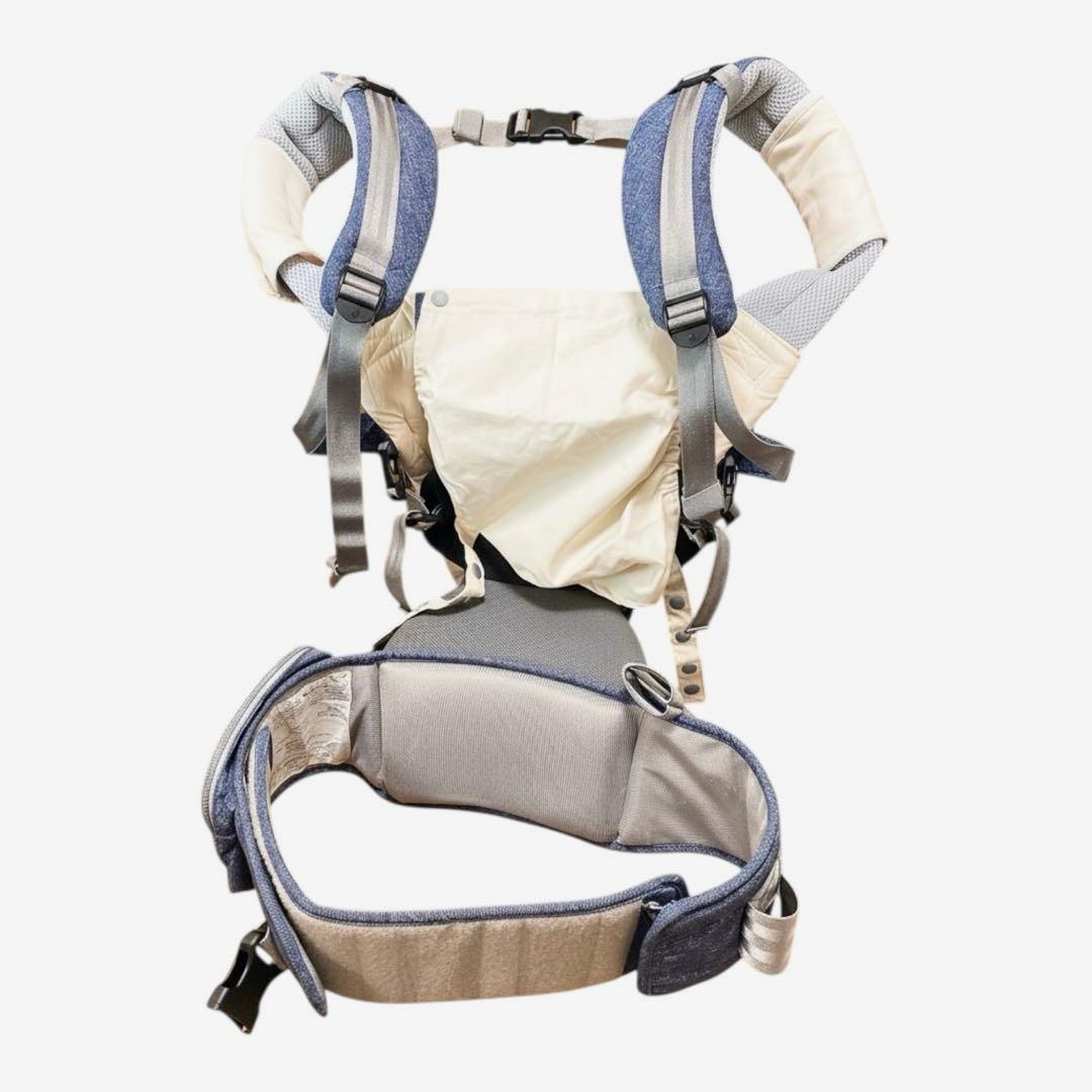 美品✨ミキハウス×ポグネー ベビーキャリア 抱っこひも 腰ベルト付 ブルー