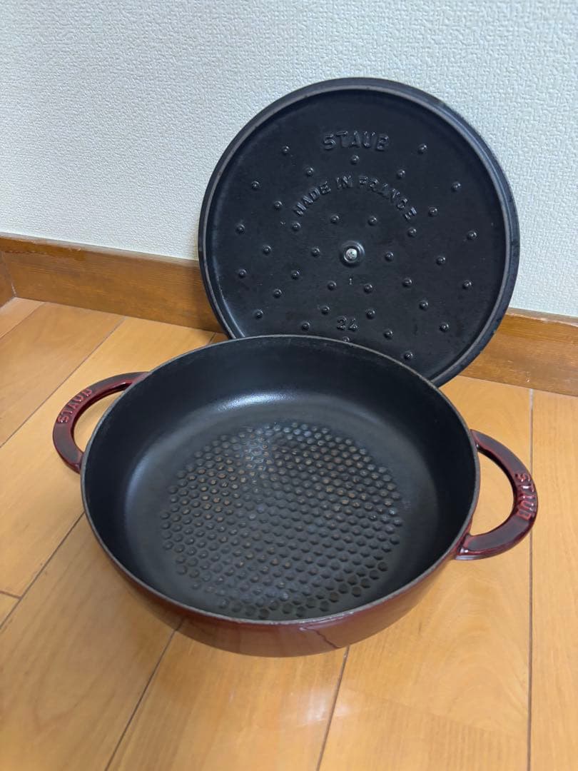 ストウブ　ニダベイユ　ソテーパン　24 グレナディンレッド　廃盤品　グリルパン