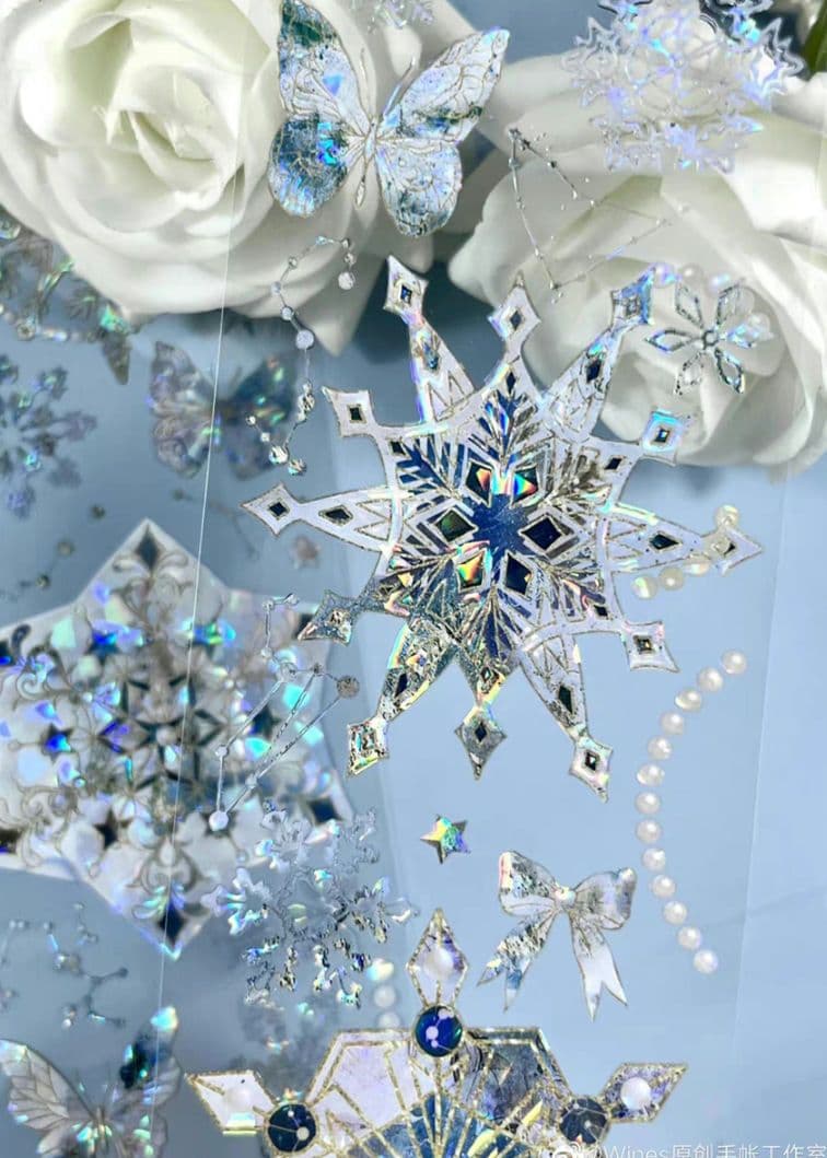 巻売 457★ 海外 マスキングテープ マステ PET 装飾 雪 蝶 贝壳光