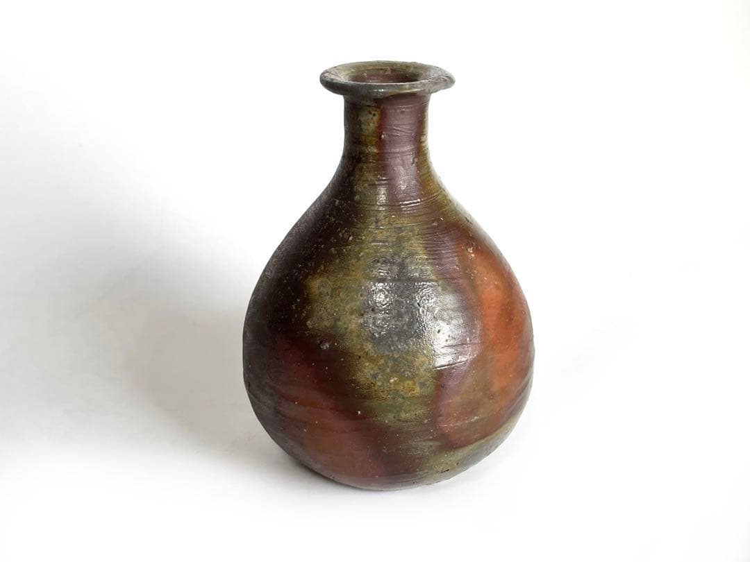 陶芸家　伊勢崎満　備前　徳利　酒器　備前焼　窯変　伊勢崎陽山　共箱