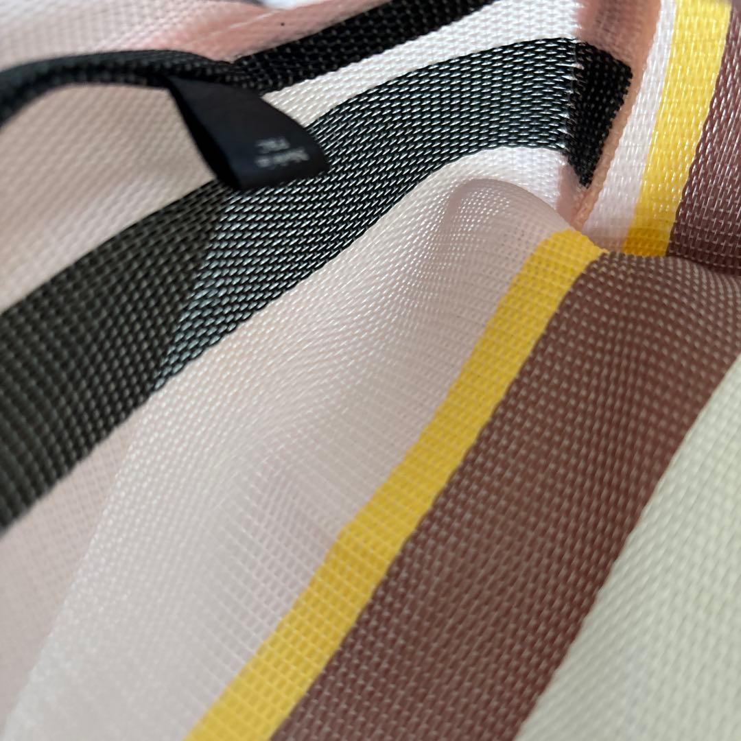 美品⭐️MARNIマルニ布袋付き可愛いピンク系ストライプ　メッシュトートバッグ