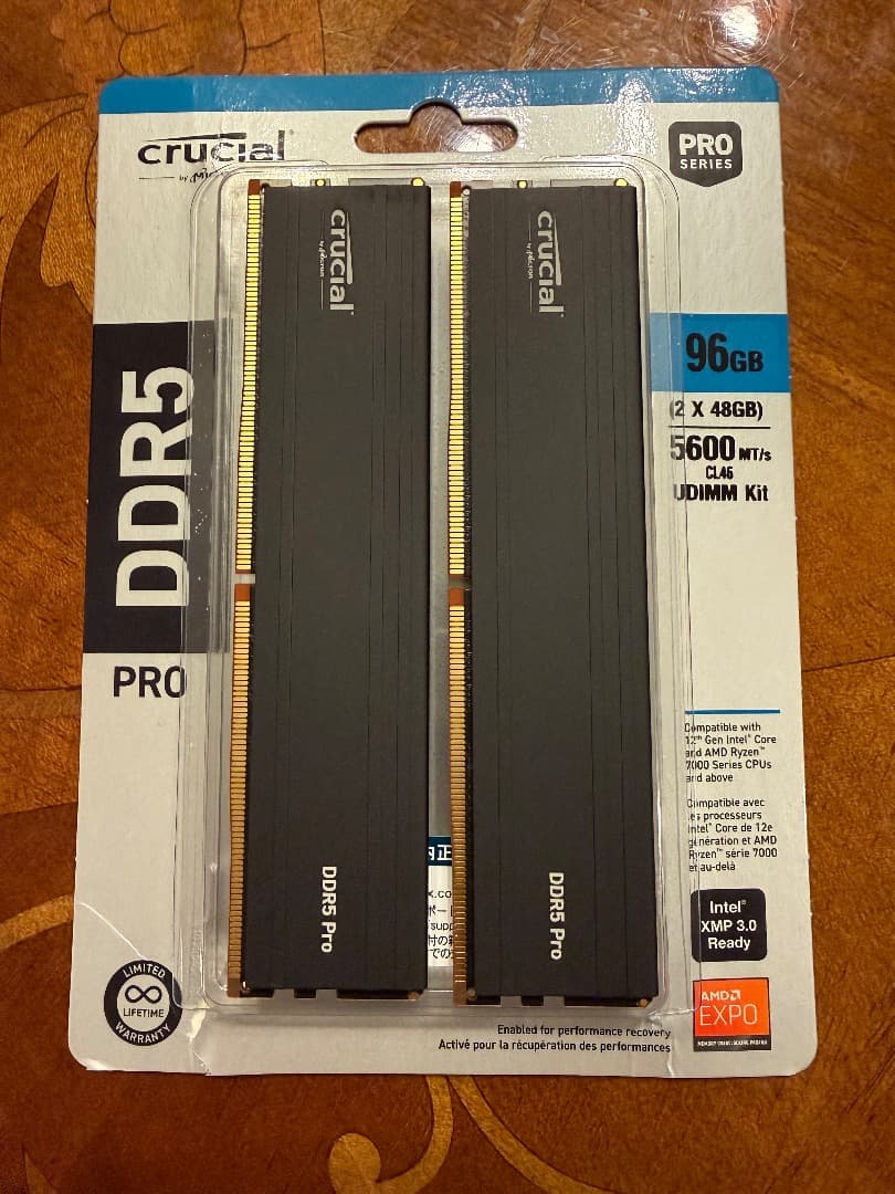 【美品/納品書付】Crucial DDR5-5600 96GB (48GBx2)
