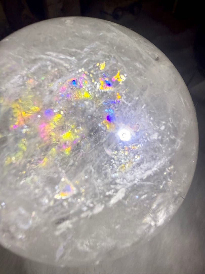 水晶スフィア75mm×虹入り