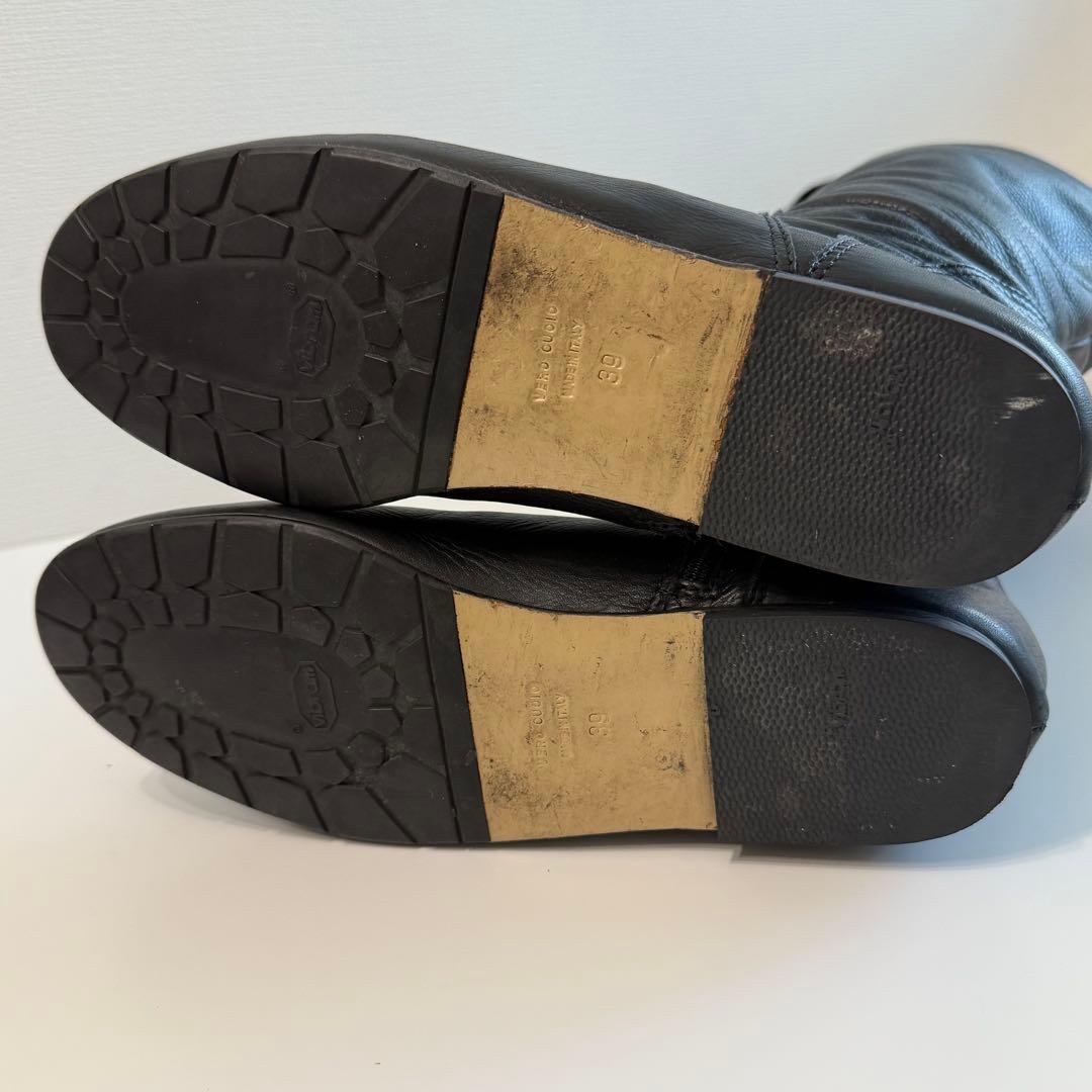 FABIO RUSCONI ロングブーツ Vibram 本革 39 黒