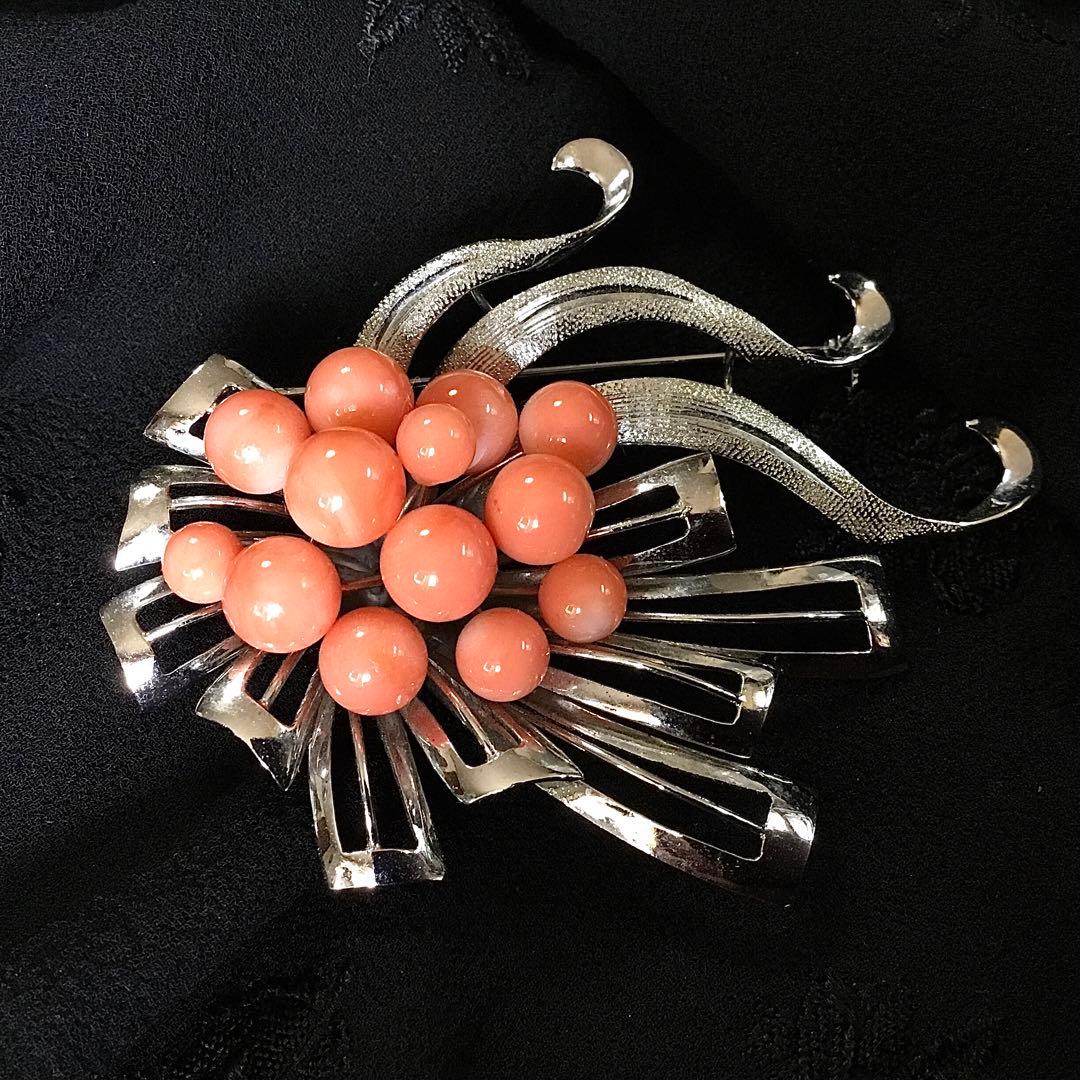 ブローチ◆珊瑚 / シルバー◆金工 コーラル サンゴ