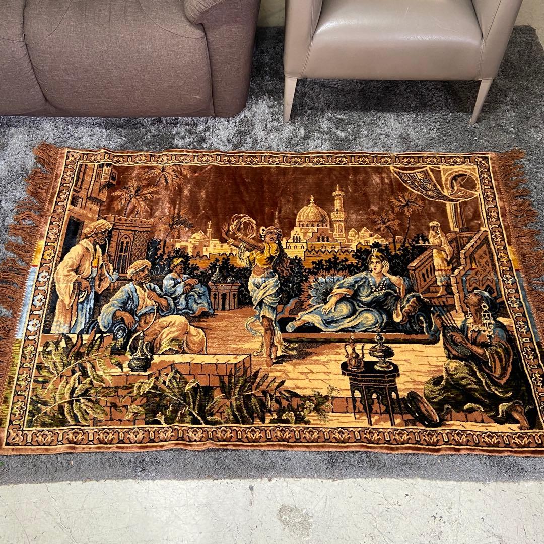 ヴィンテージ　中東　アラビア　壁掛けタペストリー　ラグ