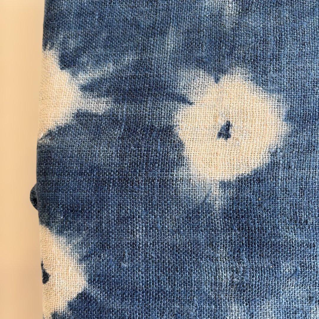 藍色 花模様 名古屋夏帯