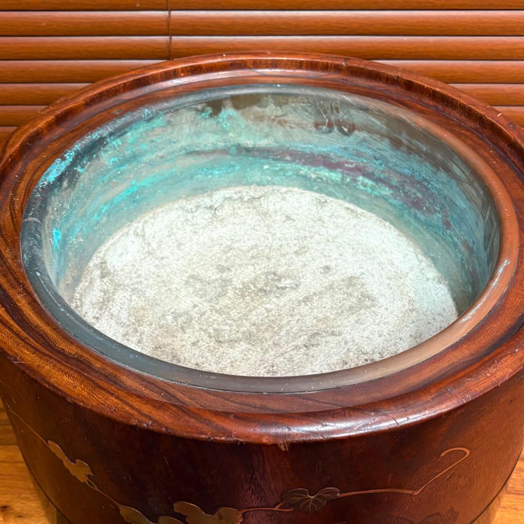 高級◎木製　高蒔絵　螺鈿　火鉢