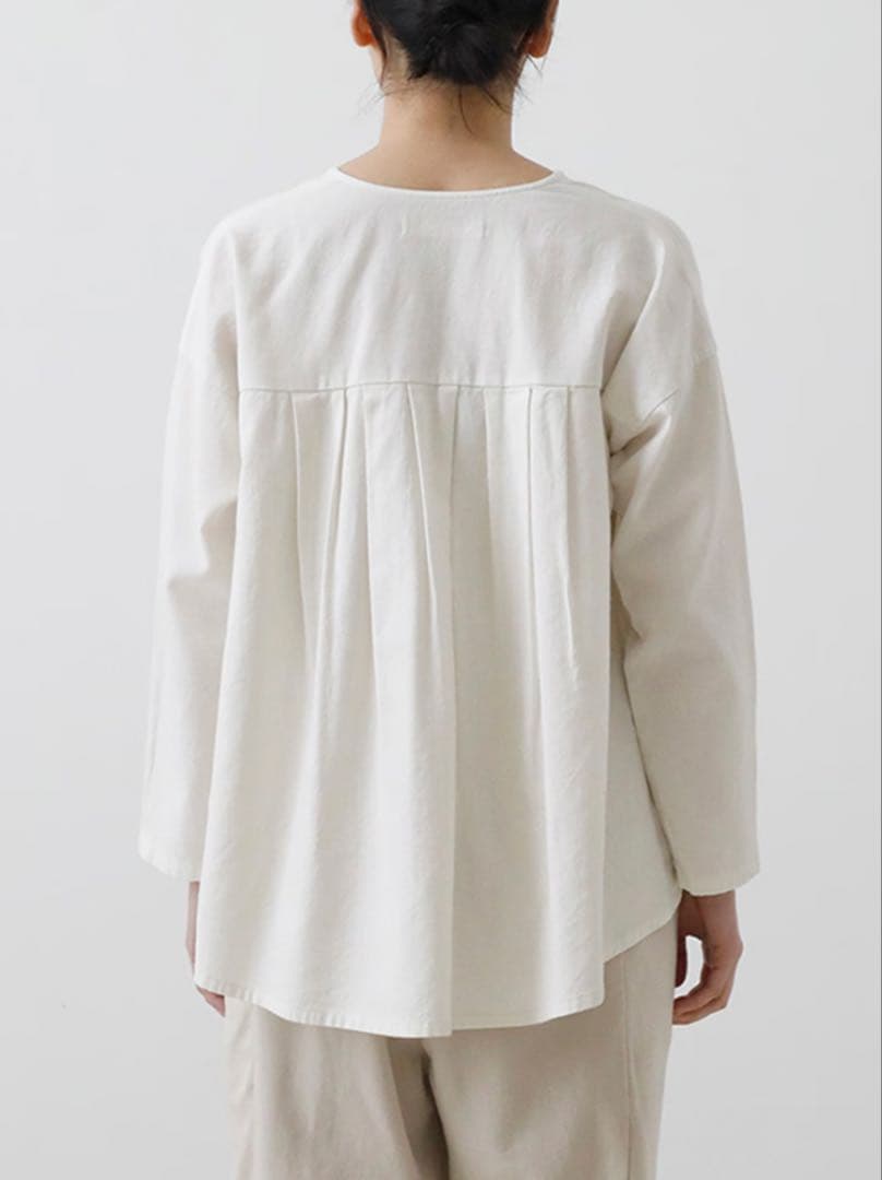 トップス evam eva cotton wool no collar shirt