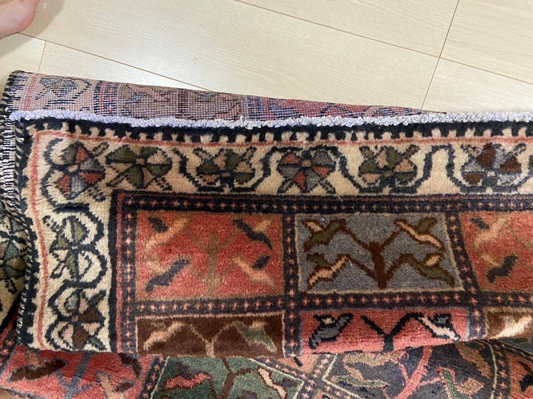 経年30年 イラン産 アンティークラグ ペルシャ絨毯 ラグ