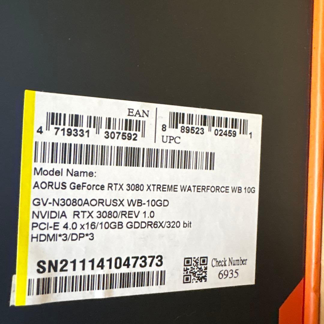 グラフィックボード・グラボ・ビデオカード RTX 3080 AORUS XTREME WATERFORCE WB 10G